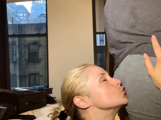 Blonde with Big Boobs Gives Blowjob to Her Dildo on Liv more