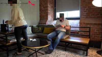 my private secretary in turtle neck pullover and tight leggings fucked on a business trip